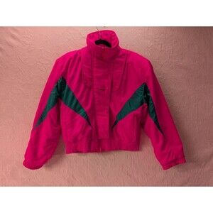 Sun Ice Fire Hot Pink Winter Jacket Neon Teal Snow Ski Coat USA 90s Vintage 12